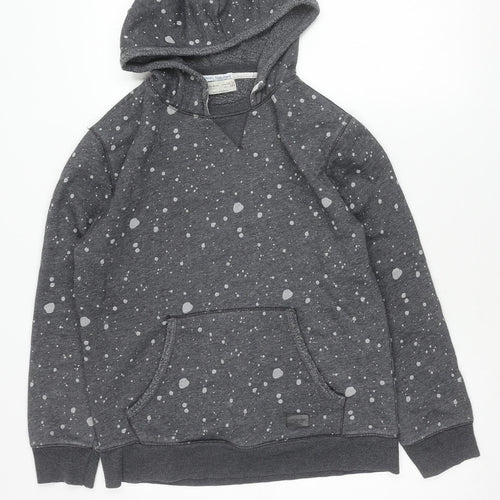 Zara Boys Grey Pullover Hoodie 13-14 Years Graphic Print Cotton Blend