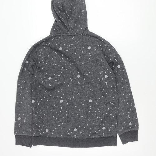Zara Boys Grey Pullover Hoodie 13-14 Years Graphic Print Cotton Blend