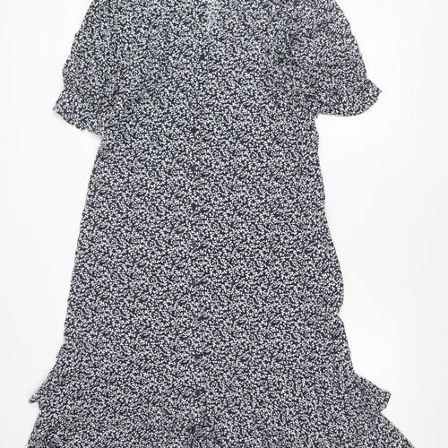 Next Women’s Blue Floral Shift Dress Size 8 Short Sleeve