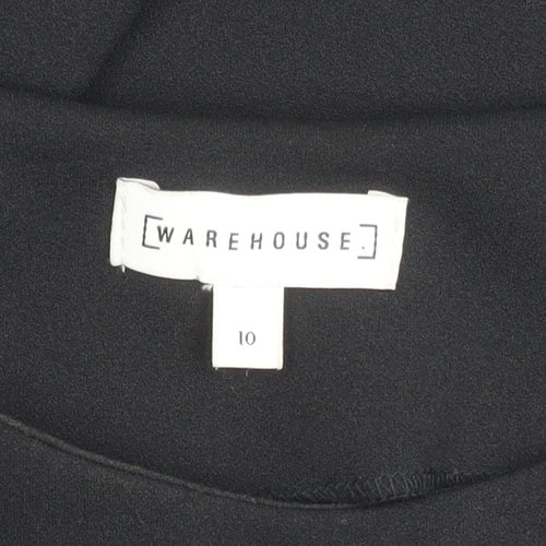 Warehouse Women Black Size 10 Cold Shoulder Ruffle Blouse