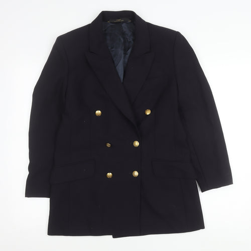 Marks and Spencer St Michael Women’s Black Wool Double-Breasted Petite Fit Blazer UK 12