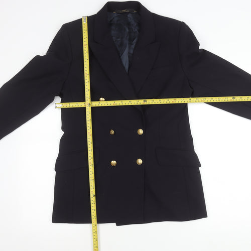 Marks and Spencer St Michael Women’s Black Wool Double-Breasted Petite Fit Blazer UK 12