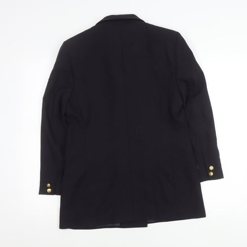 Marks and Spencer St Michael Women’s Black Wool Double-Breasted Petite Fit Blazer UK 12