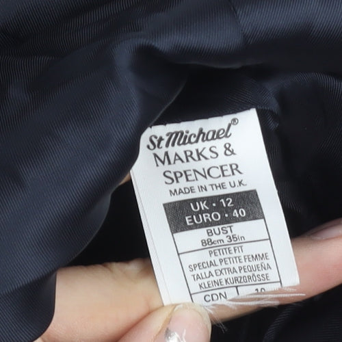 Marks and Spencer St Michael Women’s Black Wool Double-Breasted Petite Fit Blazer UK 12