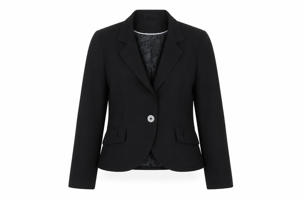 Front view of Next Women Black, size 12, Tailored Single-Breasted Suit Jacket