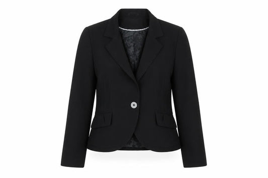 Front view of Next Women Black, size 12, Tailored Single-Breasted Suit Jacket