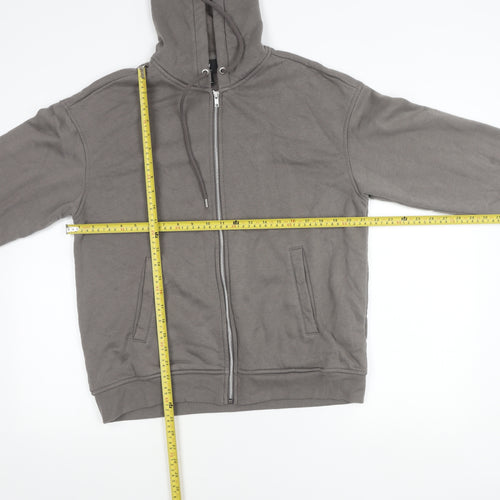 H&M Women Grey Size 12 Hooded Zip Basic Jacket with Pockets