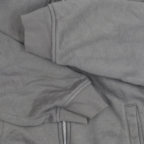 H&M Women Grey Size 12 Hooded Zip Basic Jacket with Pockets