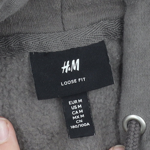 H&M Women Grey Size 12 Hooded Zip Basic Jacket with Pockets