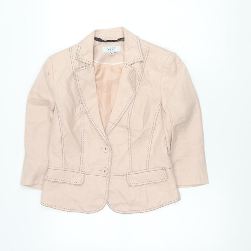 Next Women Beige Size 10 Tailored Suit Jacket Blazer Ramie