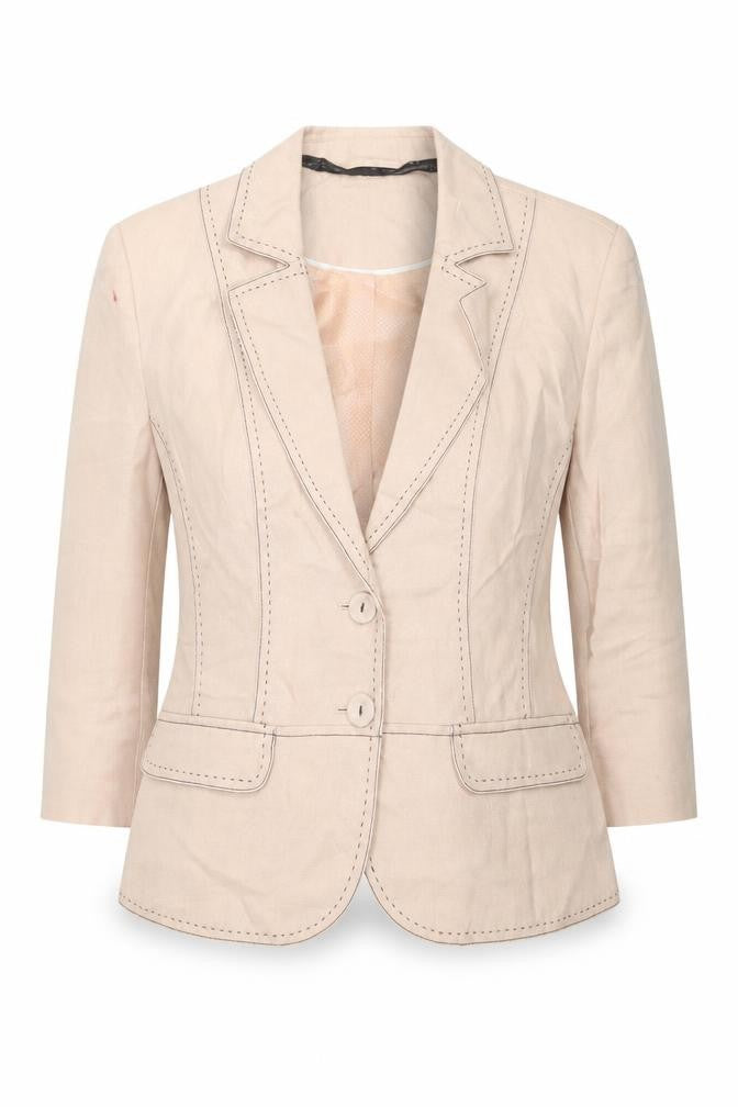 Front view of Next Women Beige, size 10, Tailored suit jacket Ramie