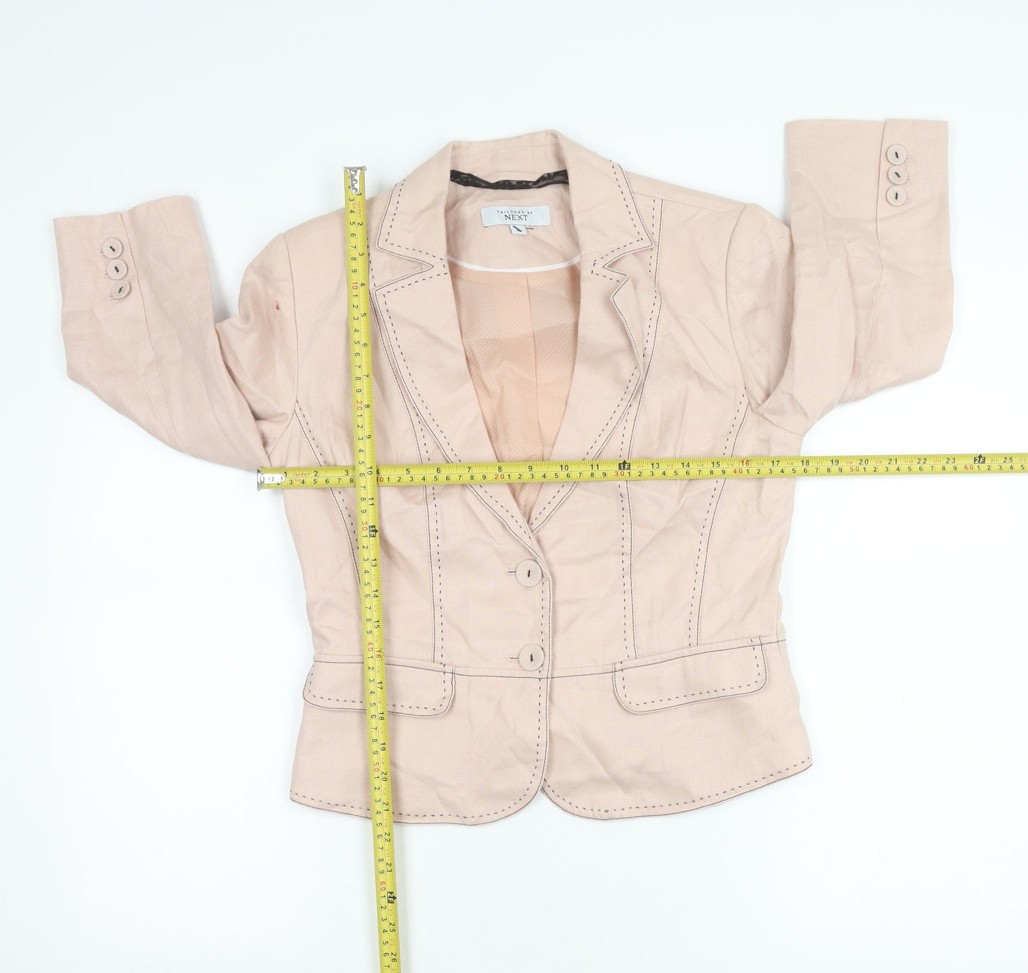 Next Women Beige Size 10 Tailored Suit Jacket Blazer Ramie