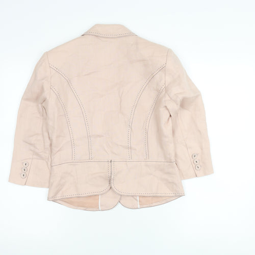 Next Women Beige Size 10 Tailored Suit Jacket Blazer Ramie