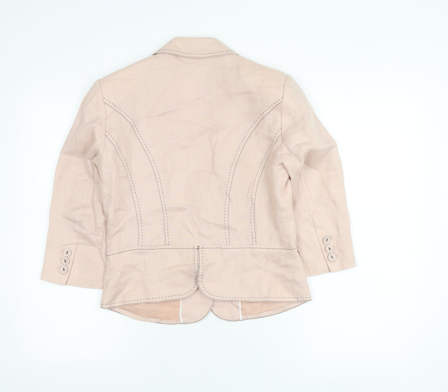 Next Women Beige Size 10 Tailored Suit Jacket Blazer Ramie