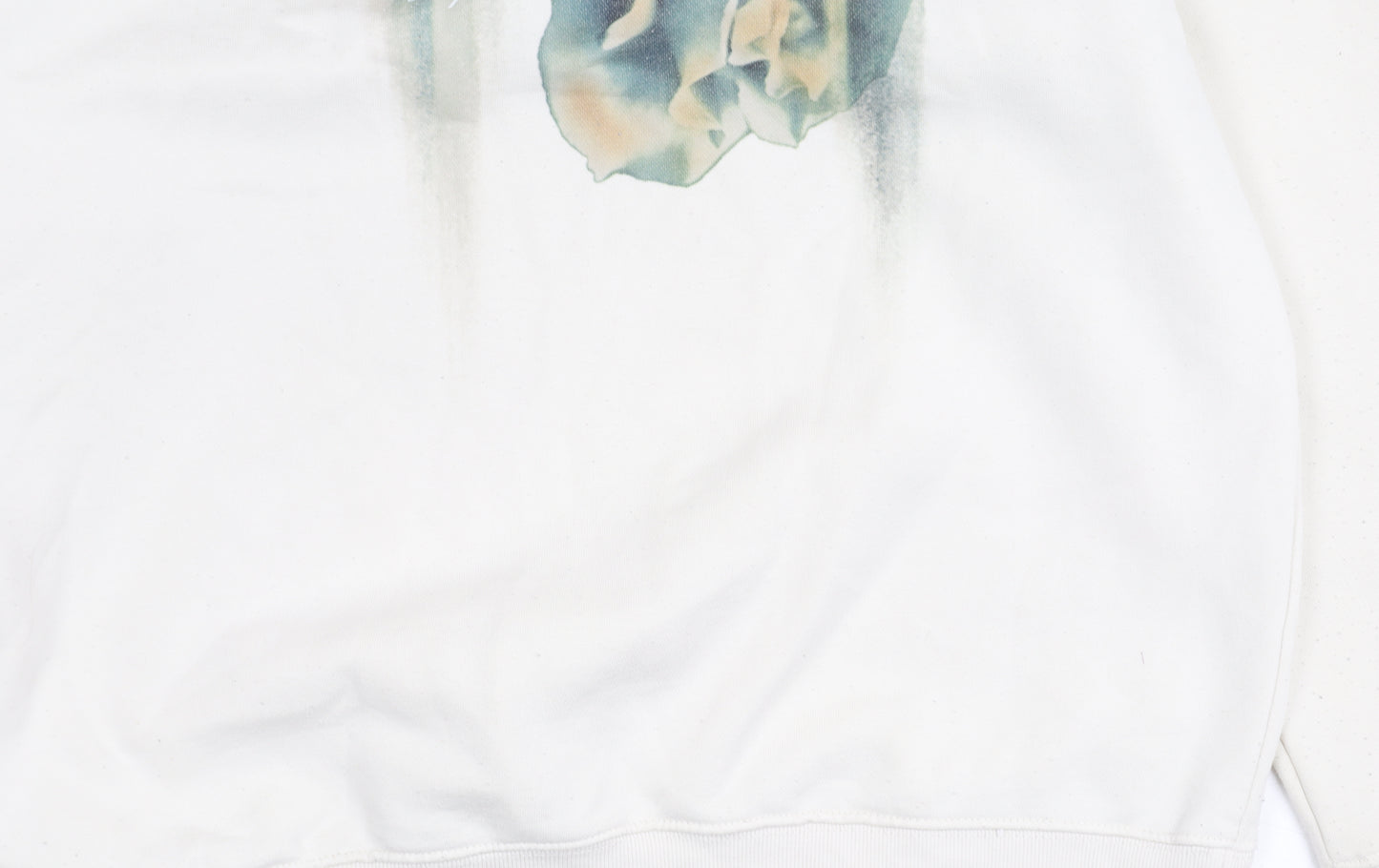 River Island Unisex White Floral Graphic Pullover Sweatshirt Size M