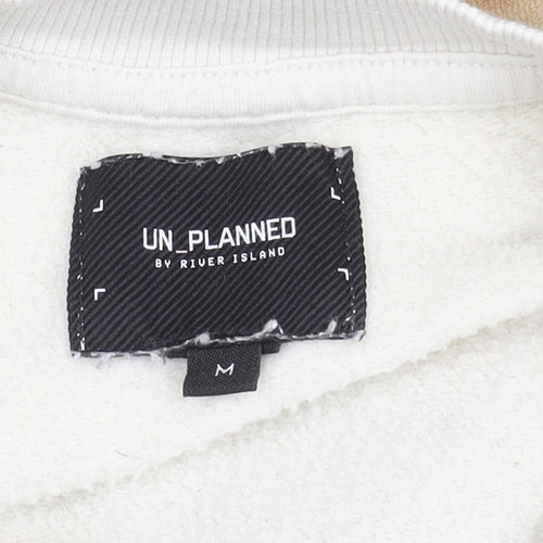 River Island Unisex White Floral Graphic Pullover Sweatshirt Size M