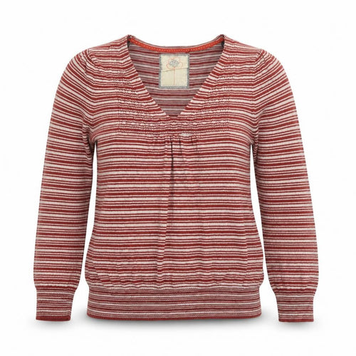 Debenhams Women’s Red Striped V-Neck Pullover Jumper Cotton Viscose Size M