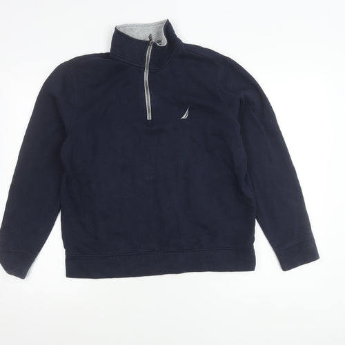 Nautica Unisex Blue Small 1/4 Zip Pullover Sweatshirt Cotton Blend