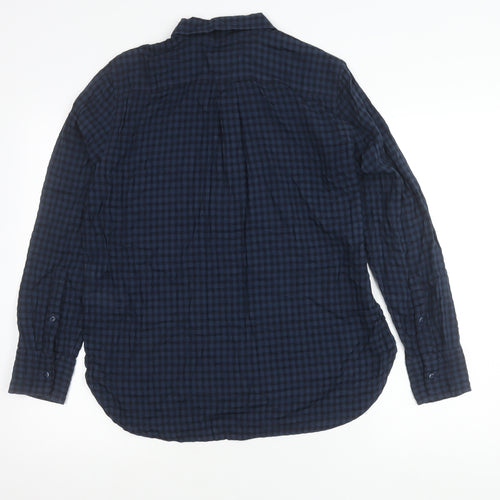J.Crew Women’s Blue Check Button-Up Shirt Size M Long Sleeve Cotton Blend