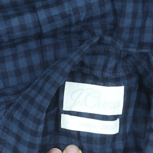 J.Crew Women’s Blue Check Button-Up Shirt Size M Long Sleeve Cotton Blend