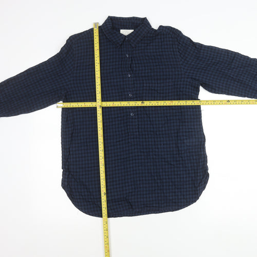 J.Crew Women’s Blue Check Button-Up Shirt Size M Long Sleeve Cotton Blend