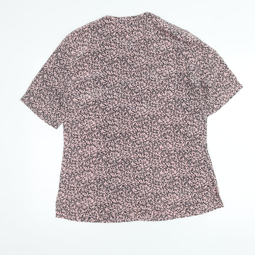 Viyella Women’s Pink Floral Button Blouse UK 12 Short Sleeve