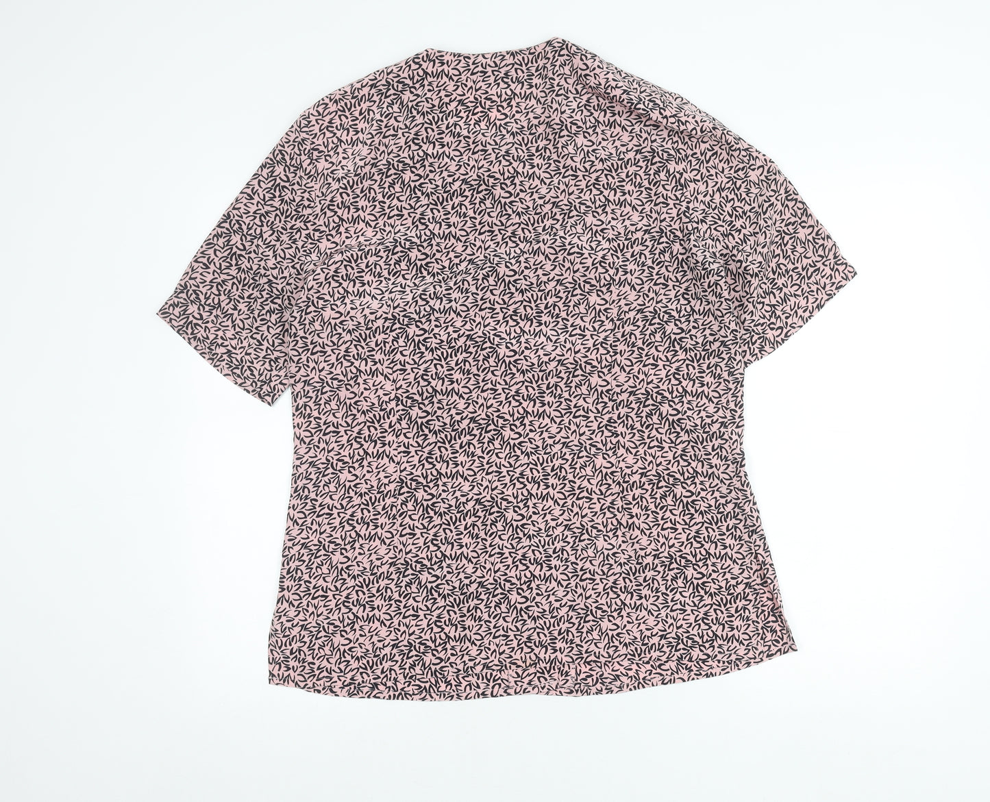 Viyella Women’s Pink Floral Button Blouse UK 12 Short Sleeve