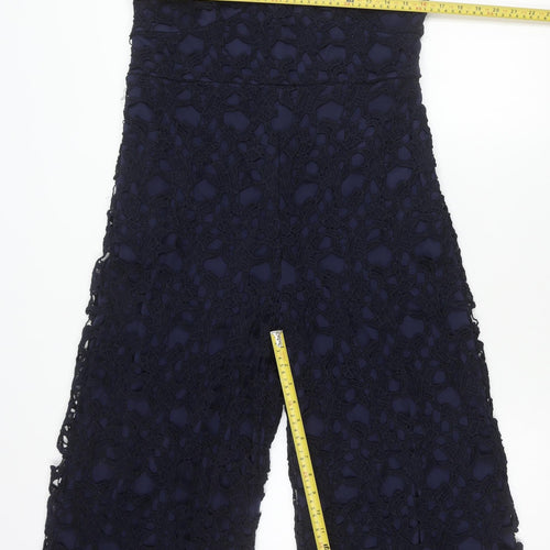 Liquorish Women’s Blue Lace Wide-Leg Jumpsuit Size 14 Sleeveless V-Neck