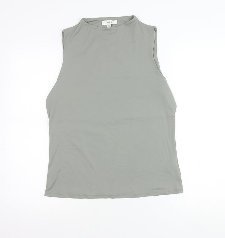 Marks and Spencer Womens Grey Size 16 Mock Neck Sleeveless Tank Top