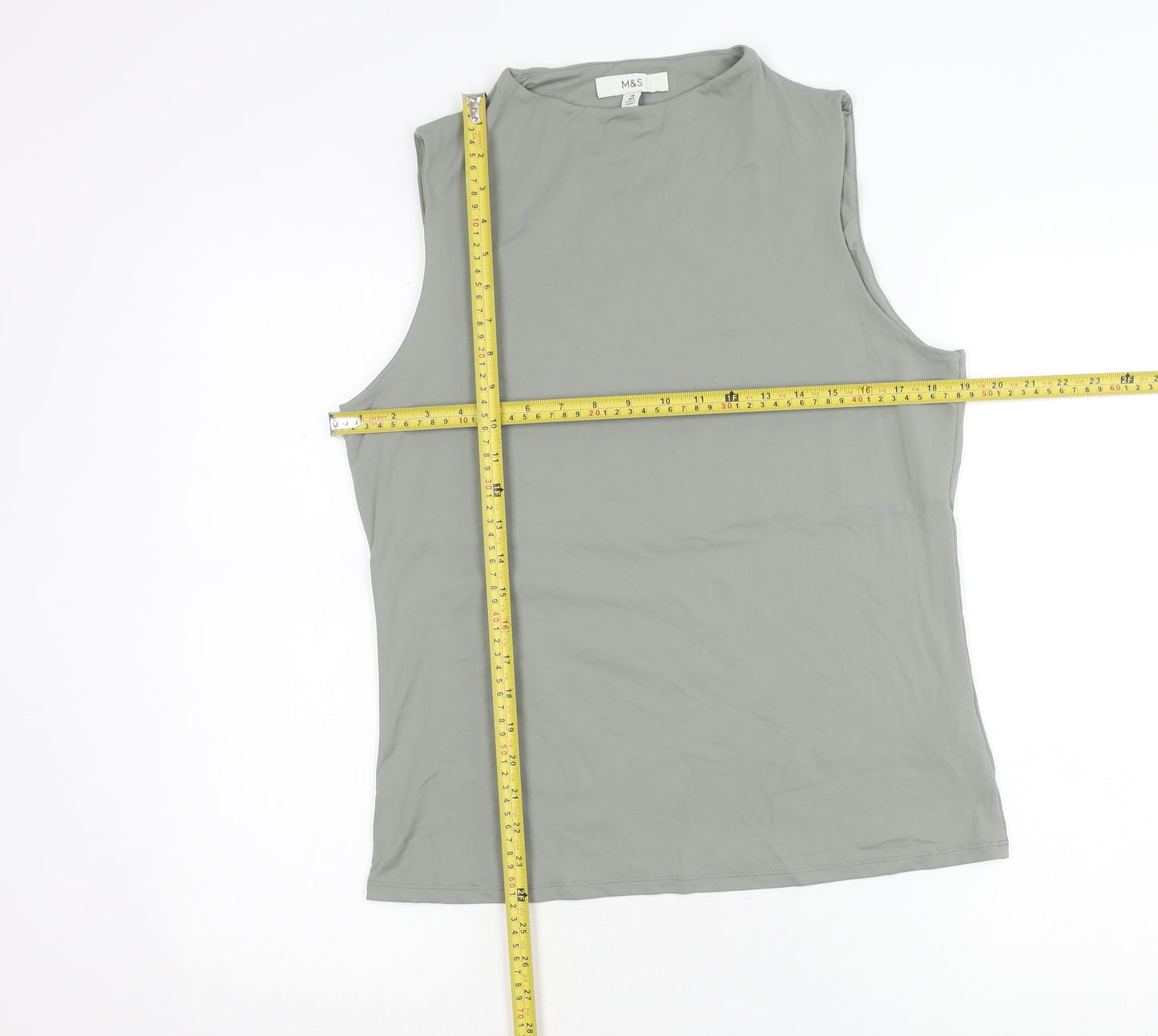 Marks and Spencer Womens Grey Size 16 Mock Neck Sleeveless Tank Top