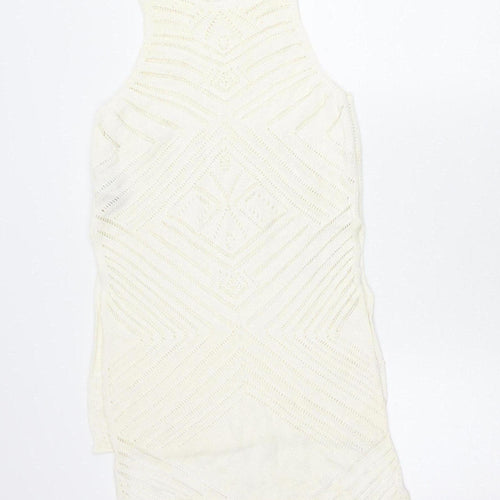 New Look Women’s Ivory Jumper Mini Dress Size 8 Knit Boho