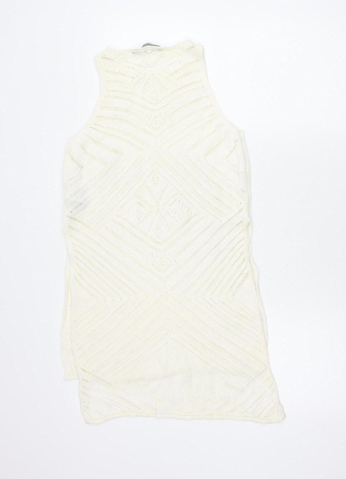 New Look Women’s Ivory Jumper Mini Dress Size 8 Knit Boho