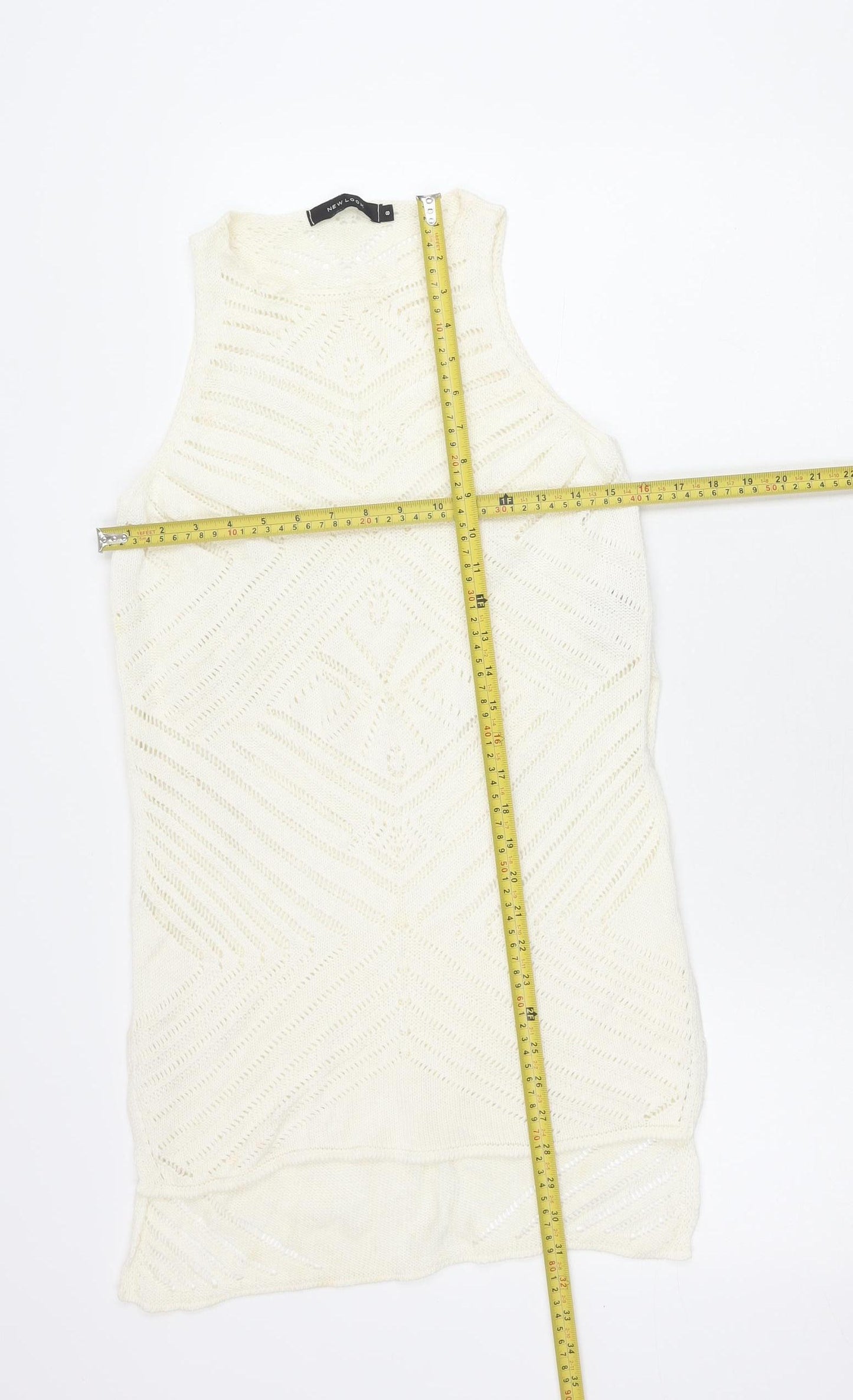 New Look Women’s Ivory Jumper Mini Dress Size 8 Knit Boho