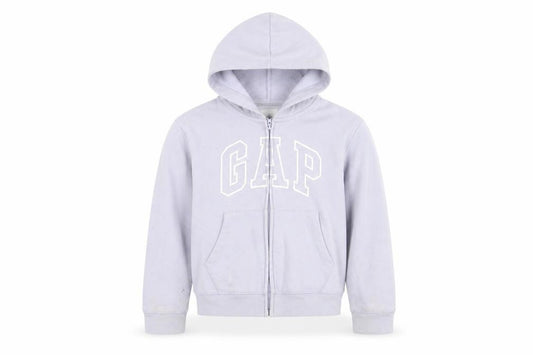 Front view of Gap Kids girls’ purple hoodie jacket age 10-11 years full zip logo