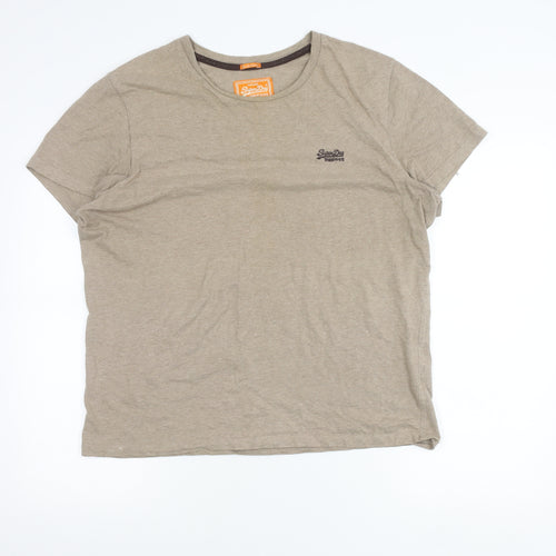 Superdry Mens Beige L Crew Neck Cotton Vintage Logo T-Shirt