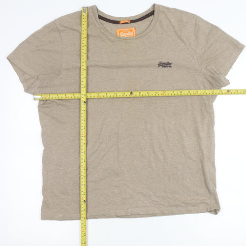 Superdry Mens Beige L Crew Neck Cotton Vintage Logo T-Shirt