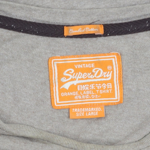 Superdry Mens Beige L Crew Neck Cotton Vintage Logo T-Shirt