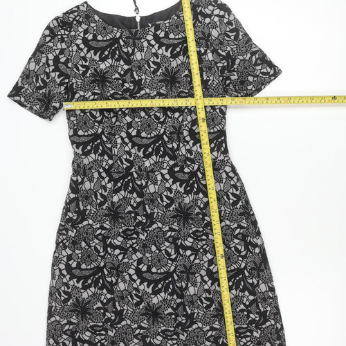 Oasis Women’s Black Floral Lace Shift Dress Size 10 Short Sleeve