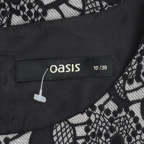 Oasis Women’s Black Floral Lace Shift Dress Size 10 Short Sleeve