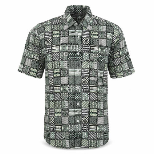 Osborn Men’s Green Geometric Aztec Short Sleeve Button-Up Shirt M 40in