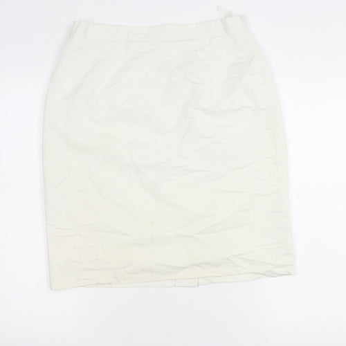 Paul Laporte Women’s White Size 16 Pencil Skirt Knee Length Viscose Blend
