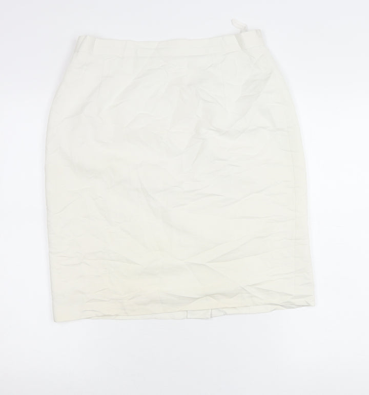 Paul Laporte Women’s White Size 16 Pencil Skirt Knee Length Viscose Blend