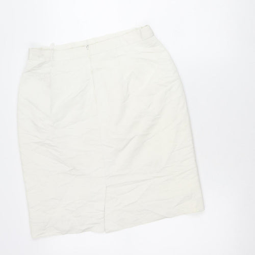 Paul Laporte Women’s White Size 16 Pencil Skirt Knee Length Viscose Blend