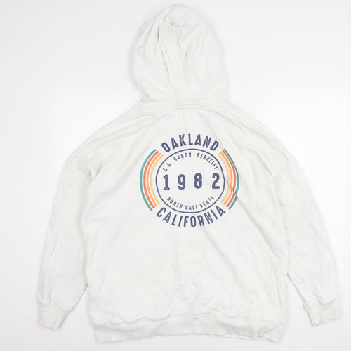Next Womens White Hoodie L Pullover Cotton Oakland California Print