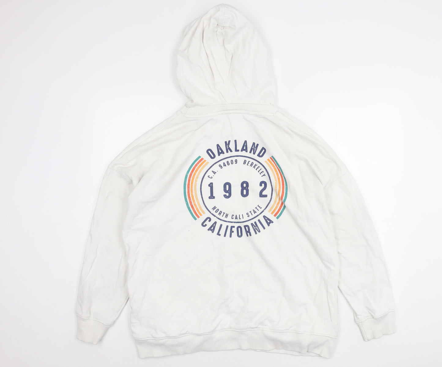 Next Womens White Hoodie L Pullover Cotton Oakland California Print
