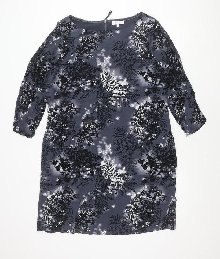 RJR John Rocha Womens Grey Floral Knee Length Shift Dress Size 18