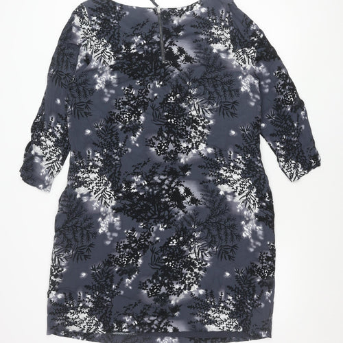 RJR John Rocha Womens Grey Floral Knee Length Shift Dress Size 18