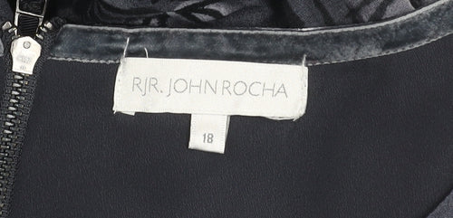 RJR John Rocha Womens Grey Floral Knee Length Shift Dress Size 18