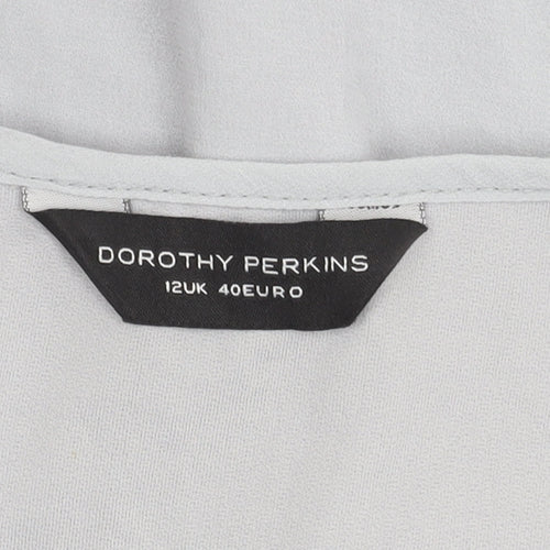 Dorothy Perkins Womens Grey Beaded Tank Top UK 12 Sleeveless Chiffon