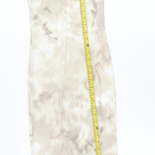 Zara Women Beige Tie Dye Slip Dress Size S Scoop Neck Midi